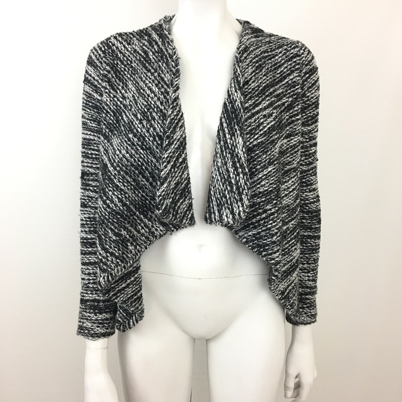 H&M Black White Tweed Open Front Sweater Jacket XS - Picture 1 of 4